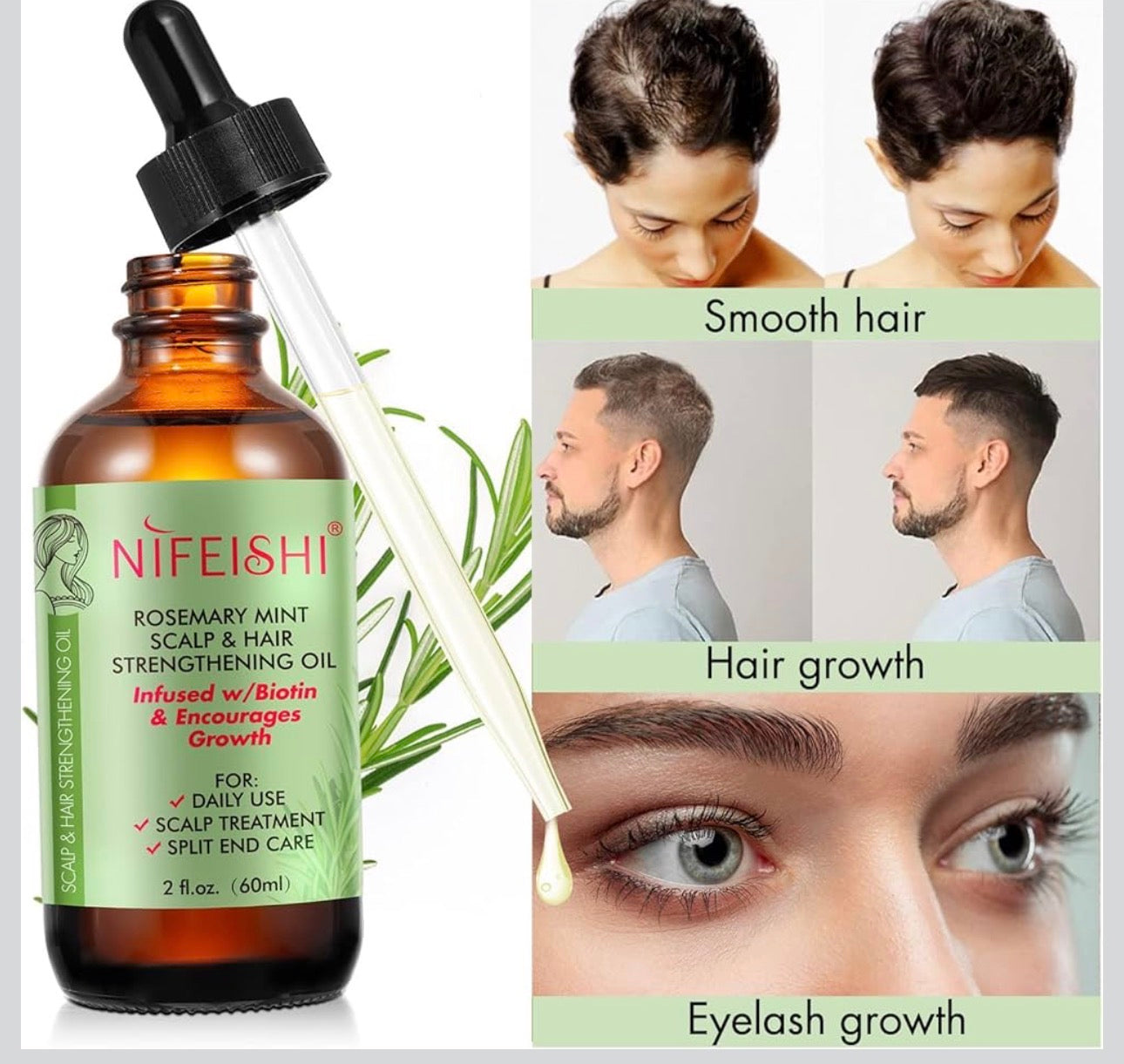 Rosemary Oil Hair 60 ml, Rosemary Oil for Hair Growth, Rosemary Oil for Hair, Skin and Nails, Rosemary Essential Oil for Dry Scalp Care