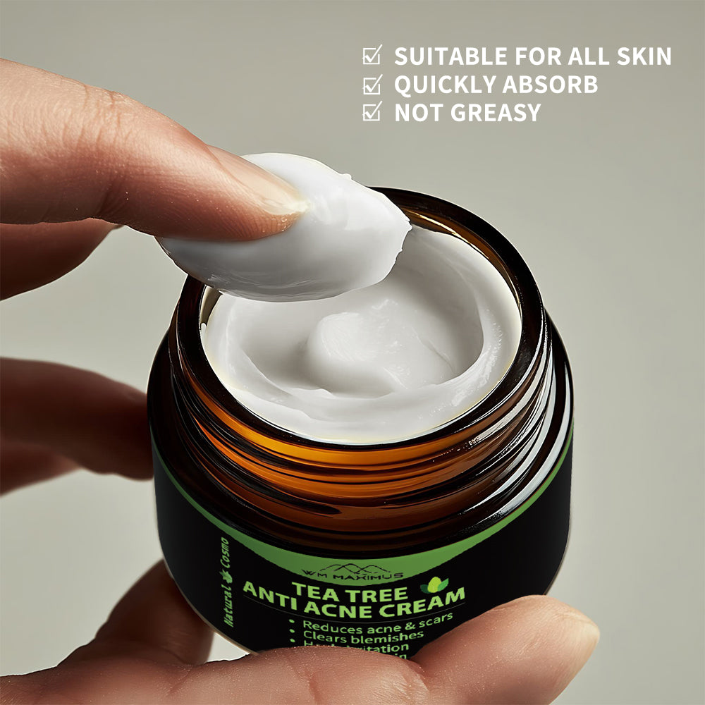 Naturkosmo Tea Tree Anti-Akne Creme – Klärende Pflege bei Pickeln, Mitessern & Hautunreinheiten, 30 g