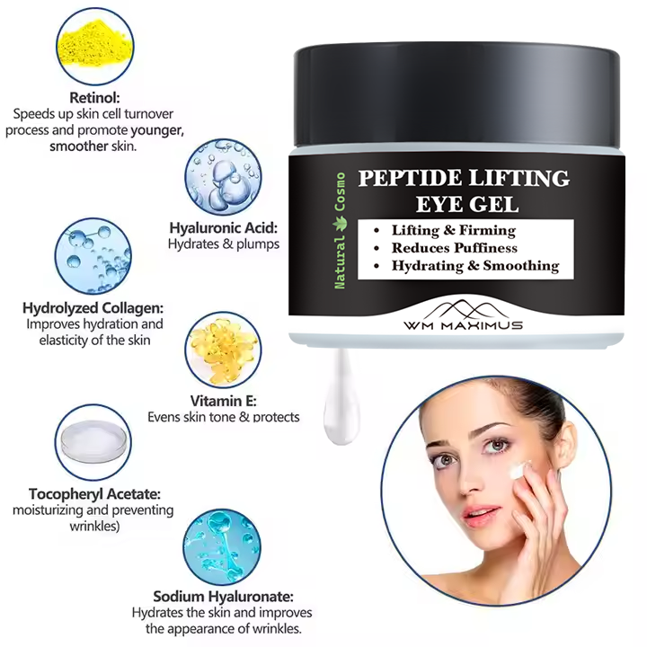 Naturkosmo Peptide Lifting Augen-Gel – Straffende Augenpflege gegen Schwellungen & feine Linien, 30 g