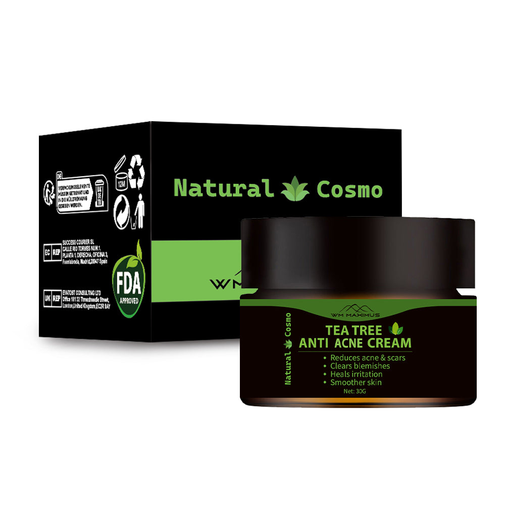 Naturkosmo Tea Tree Anti-Akne Creme – Klärende Pflege bei Pickeln, Mitessern & Hautunreinheiten, 30 g