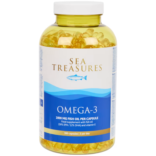 Omega-3 Fischöl Kapseln 1.000 mg – 300 Stück – Mit Vitamin E – Unterstützt Herz, Gehirn & Hautgesundheit