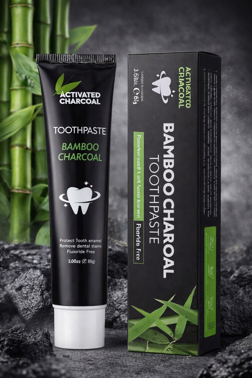 Naturkosmo Bambus Aktivkohle Zahnpasta – Natürliche Zahnaufhellung & frischer Atem, 2 × 85 g