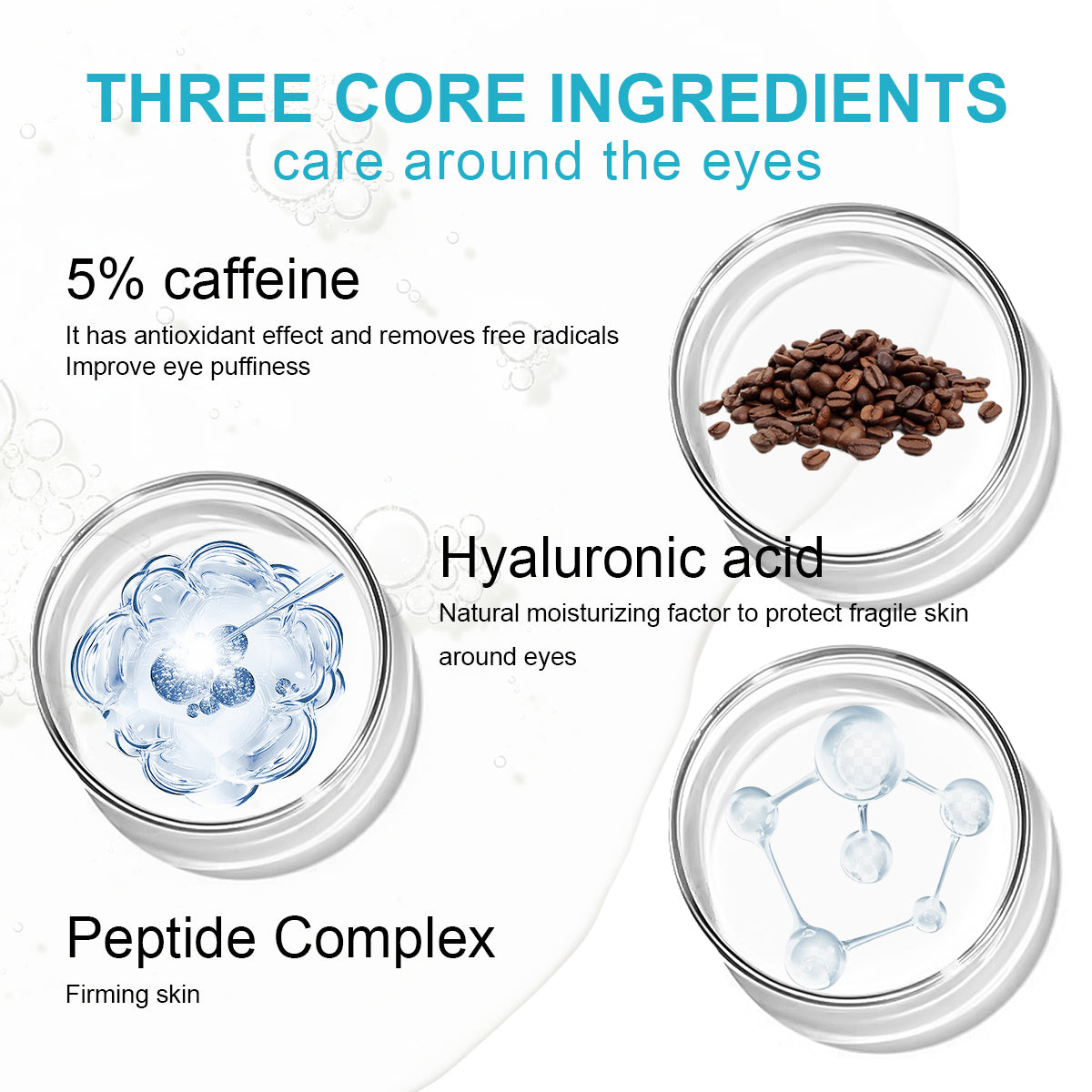 Naturkosmo Caffeine Eye Cream – 5% Caffeine mit Hyaluronic Acid & Peptide Complex gegen Dark Circles & Puffiness, 50 ml