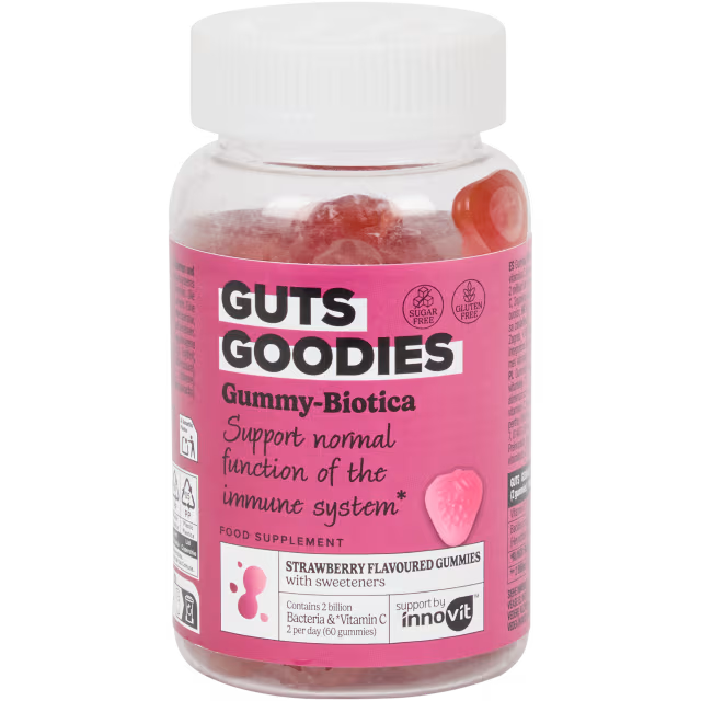 Innovit Guts Goodies Biotika Fruit Gummies – 2 packs – Erdbeer-Geschmack, Gluten- und Zuckerfrei – Für ein gesundes Immunsystem