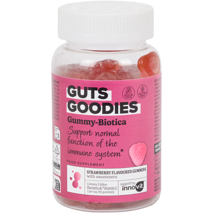 Innovit Guts Goodies Biotika Fruit Gummies – 2 packs – Erdbeer-Geschmack, Gluten- und Zuckerfrei – Für ein gesundes Immunsystem