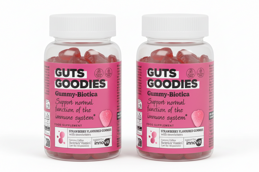 Innovit Guts Goodies Biotika Fruit Gummies – 2 packs – Erdbeer-Geschmack, Gluten- und Zuckerfrei – Für ein gesundes Immunsystem