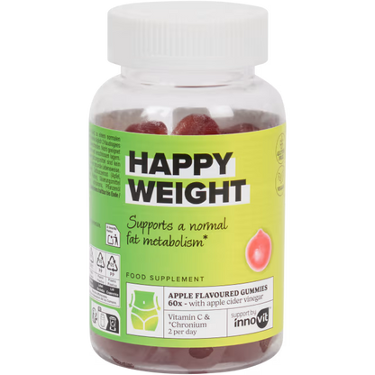 Innovit Happy Weight Fruit Gummies – 2 packs – Apfelessig-Geschmack, Vegan & Glutenfrei – Unterstützt einen gesunden Fettstoffwechsel