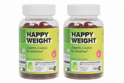 Innovit Happy Weight Fruit Gummies – 2 packs – Apfelessig-Geschmack, Vegan & Glutenfrei – Unterstützt einen gesunden Fettstoffwechsel