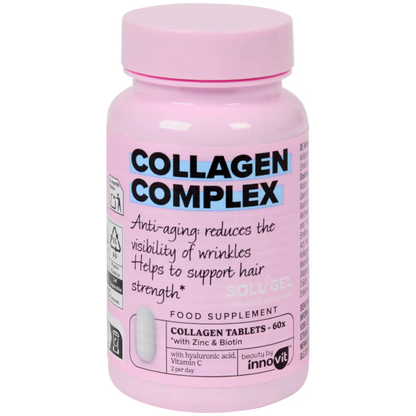 Innovit Kollagen-Komplex Kapseln-2 packs- mit Biotin, Vitamin C & Hyaluronsäure – Für Haut, Haare & Nägel – 2er-Pack (60x2 Kapseln)