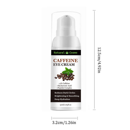 Naturkosmo Caffeine Eye Cream – 5% Caffeine mit Hyaluronic Acid & Peptide Complex gegen Dark Circles & Puffiness, 50 ml