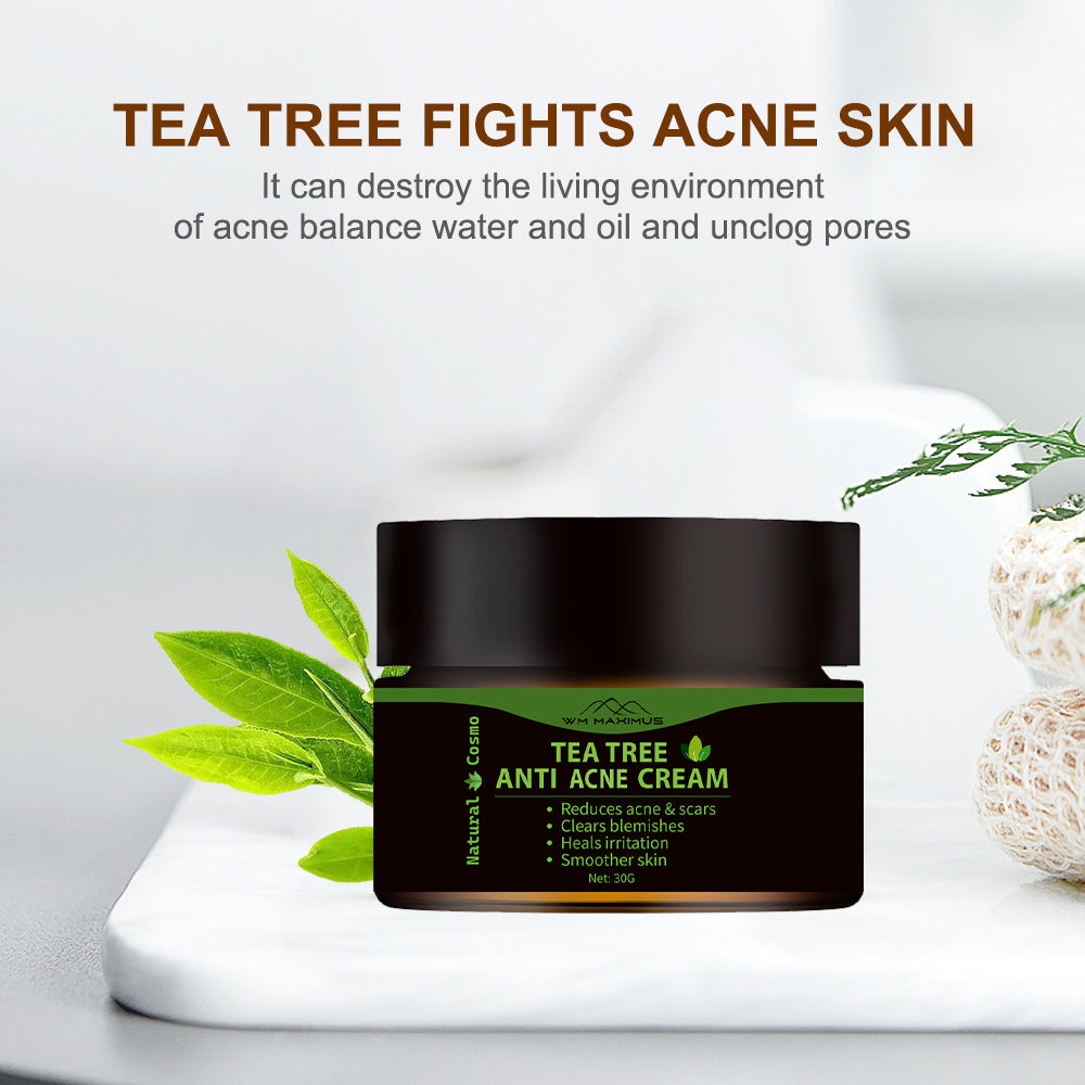 Naturkosmo Tea Tree Anti-Akne Creme – Klärende Pflege bei Pickeln, Mitessern & Hautunreinheiten, 30 g