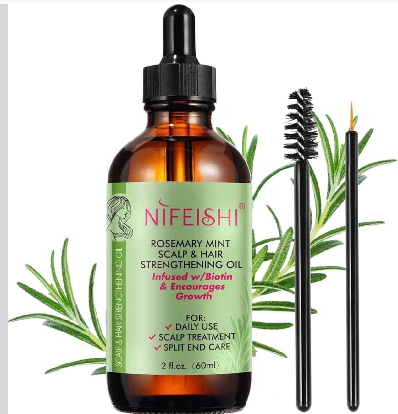 Rosemary Oil Hair 60 ml, Rosemary Oil for Hair Growth, Rosemary Oil for Hair, Skin and Nails, Rosemary Essential Oil for Dry Scalp Care