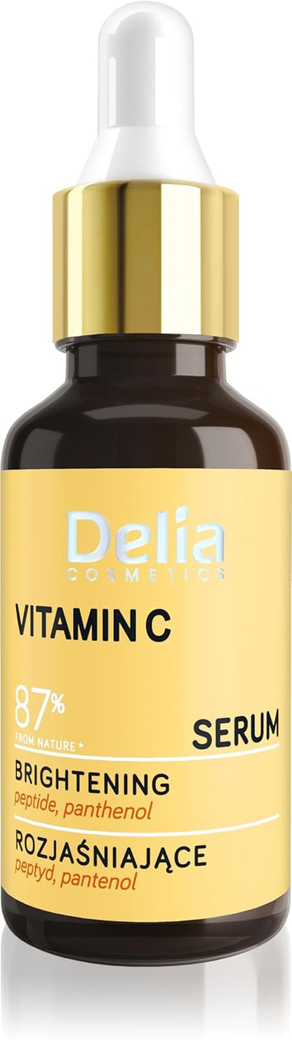 Delia Cosmetics - Brightening serum for face, neck and décolleté - Balances colour, reduces discolouration, moisturises - Vegan serum for skin with uneven skin - 30 ml
