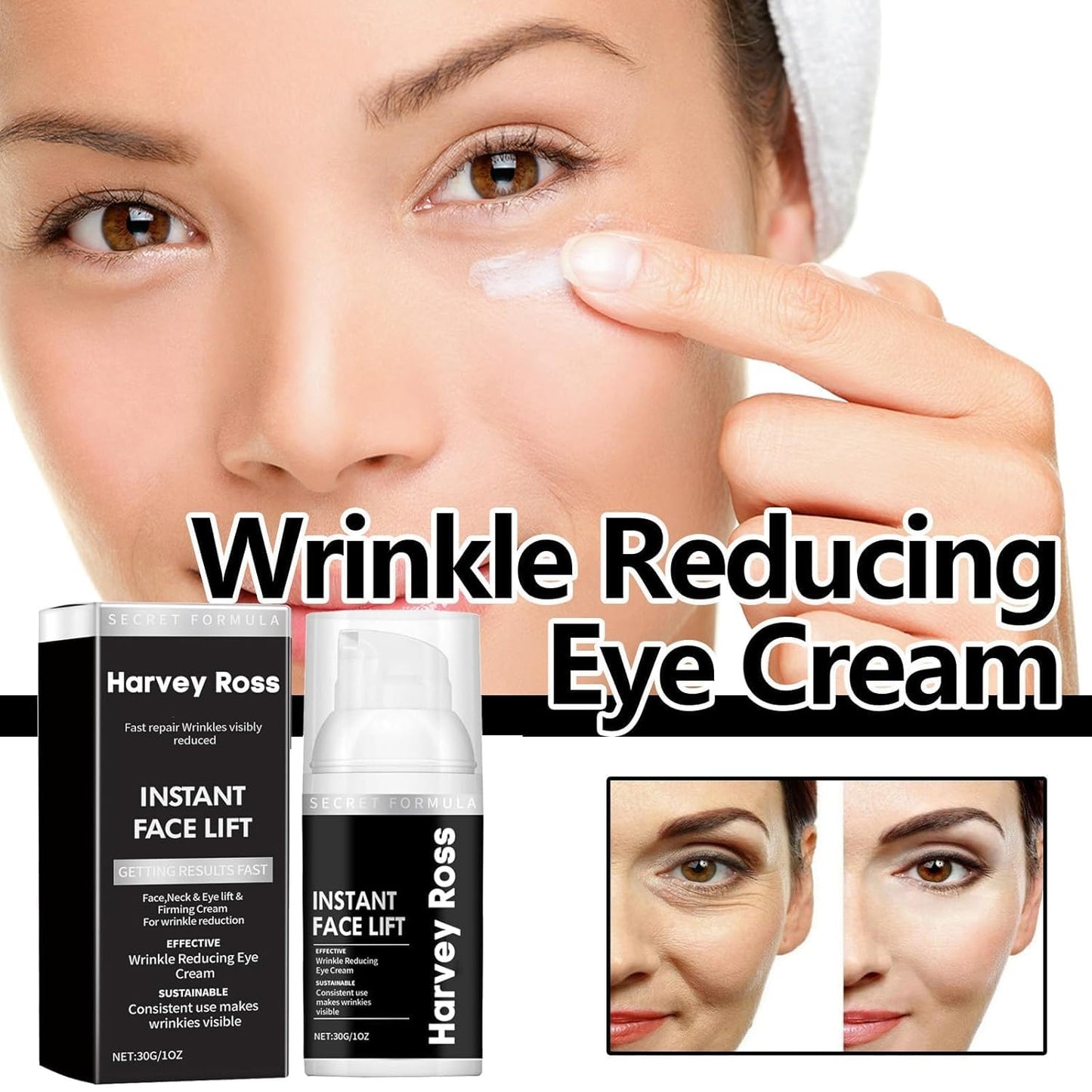 Instant Lift Plus Augencreme – Sofort straffende Augenpflege gegen Augenringe & Tränensäcke | Lifting-Effekt | 30 g