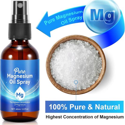 Pure Magnesium Oil Spray, Oil for Feet, Body, Skin, Sleep, Anxiety, Muscle Relaxation, 100% Pure Natural 60 ml