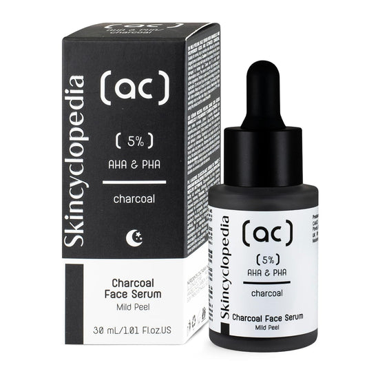Aktivkohle Gesichtsserum mit AHA & PHA – Sanftes Peeling gegen Unreinheiten & verfeinerte Poren, 30 ml
