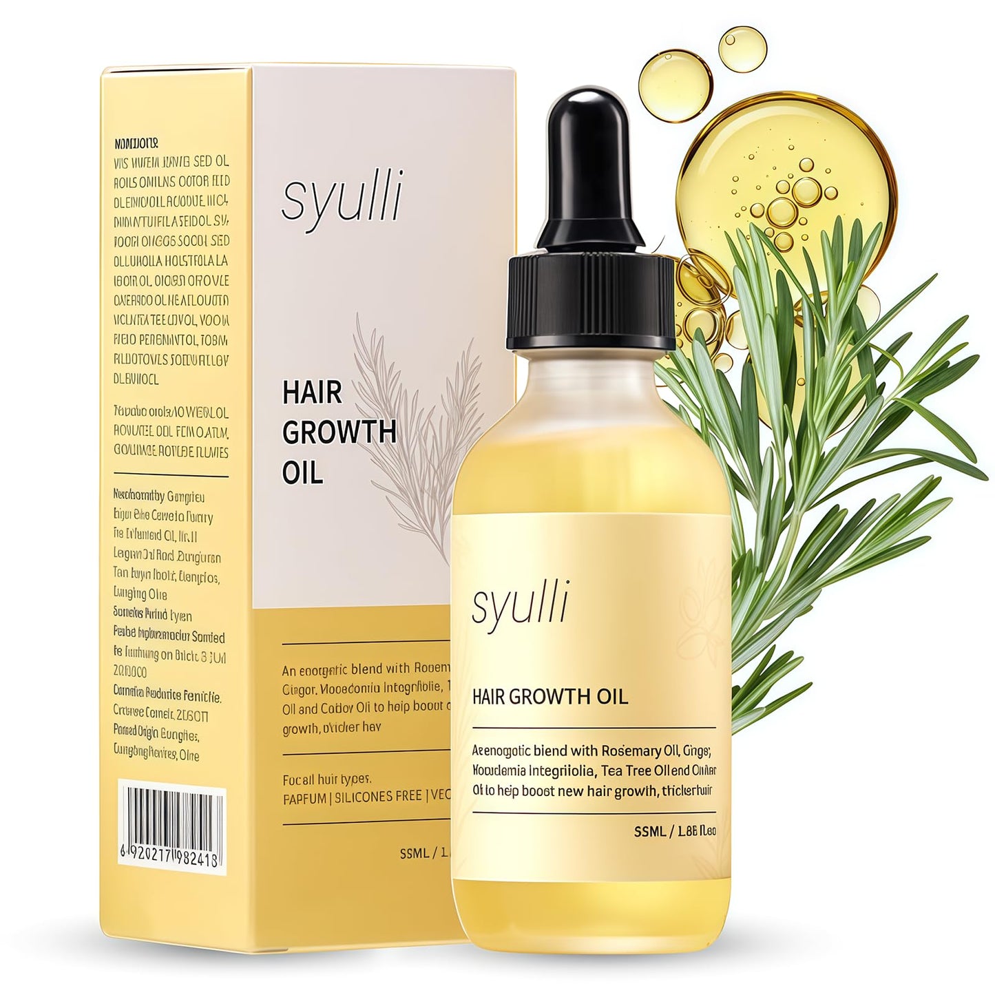 Rosemary Oil Hair 50ml, Hair Growth Oil, Nourishing Hair Serum, Strengthening Hair Serum, Scalp and Hair Strengthening Oil for Women and Men, for Stronger & Thicker Hair