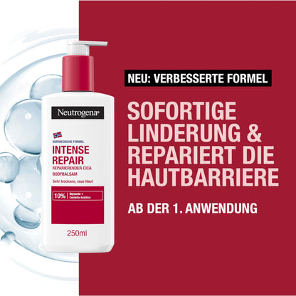 Neutrogena Norwegian Formula Intense Repair Repairing CICA Body Balm 250 ml Body Lotion for Instant Relief and More Moisture for Very Dry, Rough Skin