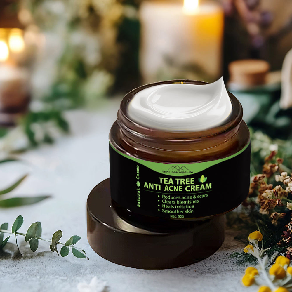 Naturkosmo Tea Tree Anti-Akne Creme – Klärende Pflege bei Pickeln, Mitessern & Hautunreinheiten, 30 g