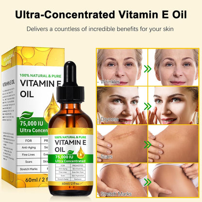 Vitamin E Öl Bio für Gesicht & Körper – Straffende Anti-Aging Pflege gegen Falten & Narben | 60 m