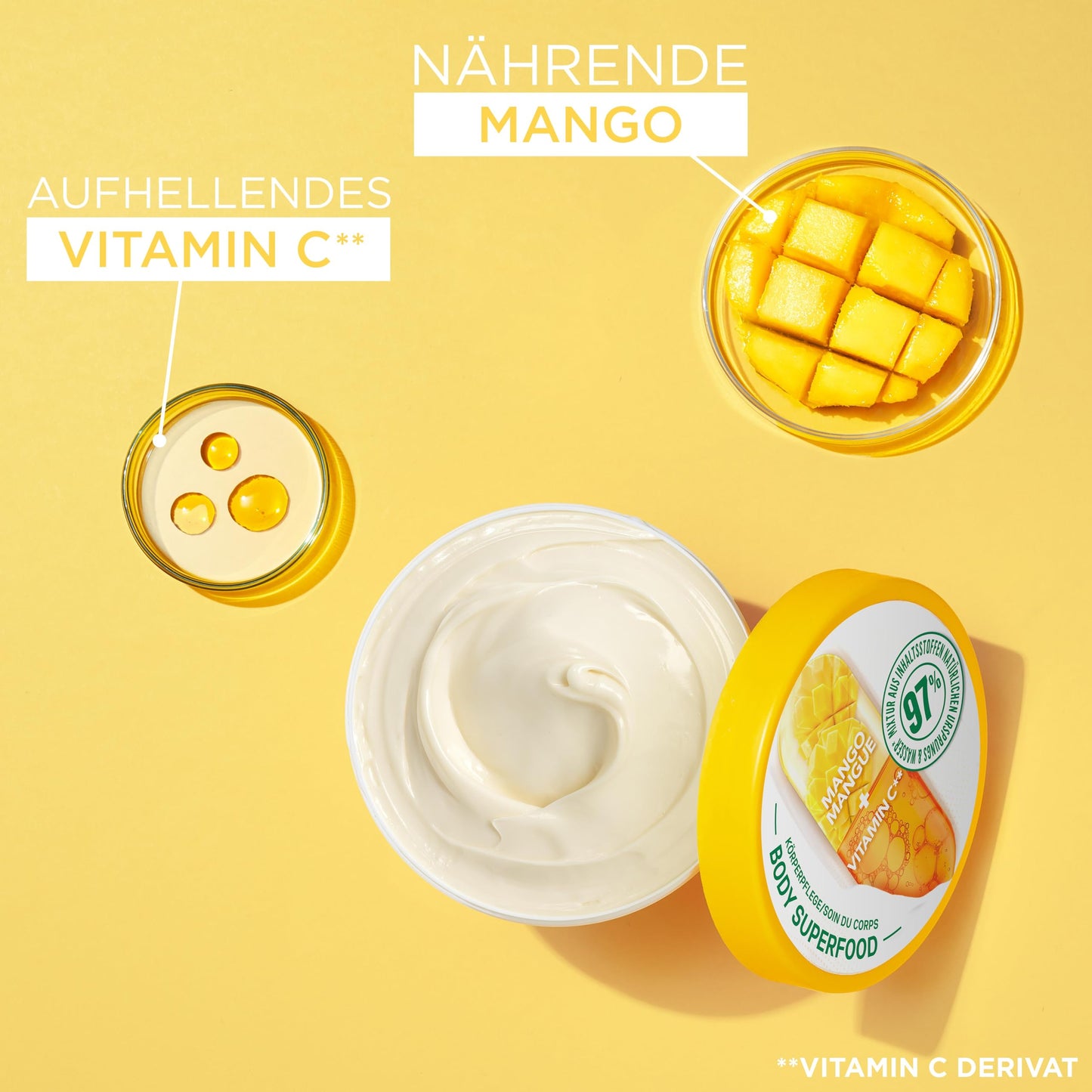 Garnier Nourishing Body Care for Pale and Dry Skin, Body Butter with Mango and Vitamin C, for up to 48 Hours of Moisture, Body Superfood, 1 x 380 ml