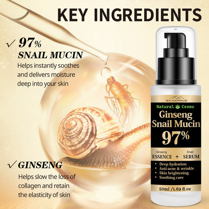 Naturkosmo Ginseng Snail Mucin Serum & Essence 97% – Mit Niacinamide & Hyaluronic Acid für Intensive Feuchtigkeit, 50 ml