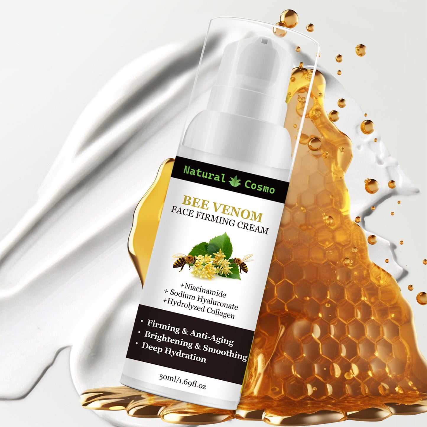 Naturkosmo Bee Venom Gesichtscreme – Straffende Anti-Aging Pflege mit Niacinamid & Hyaluronsäure, Intensive Feuchtigkeit, 50 ml