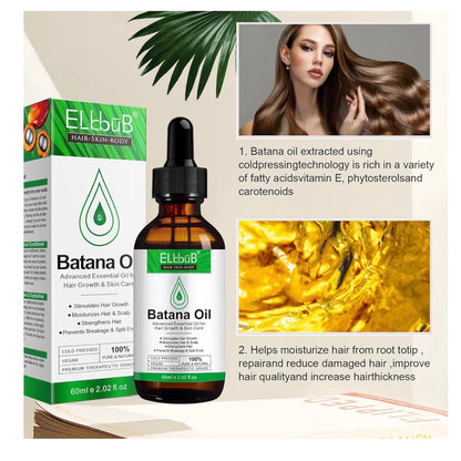 Batana Oil for Hair - Organic Hair Oil for Growth and Repair of Dry, Damaged Hair, Care Oil for Face and Body 60ml