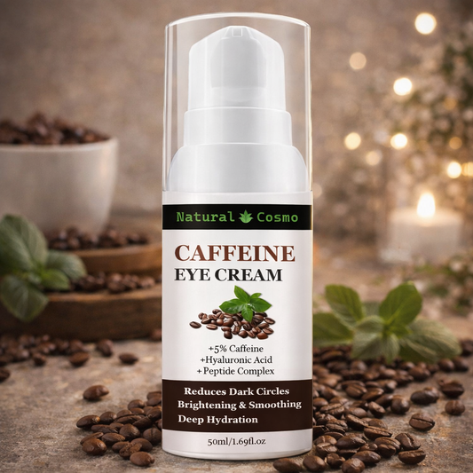 Naturkosmo Caffeine Eye Cream – 5% Caffeine mit Hyaluronic Acid & Peptide Complex gegen Dark Circles & Puffiness, 50 ml